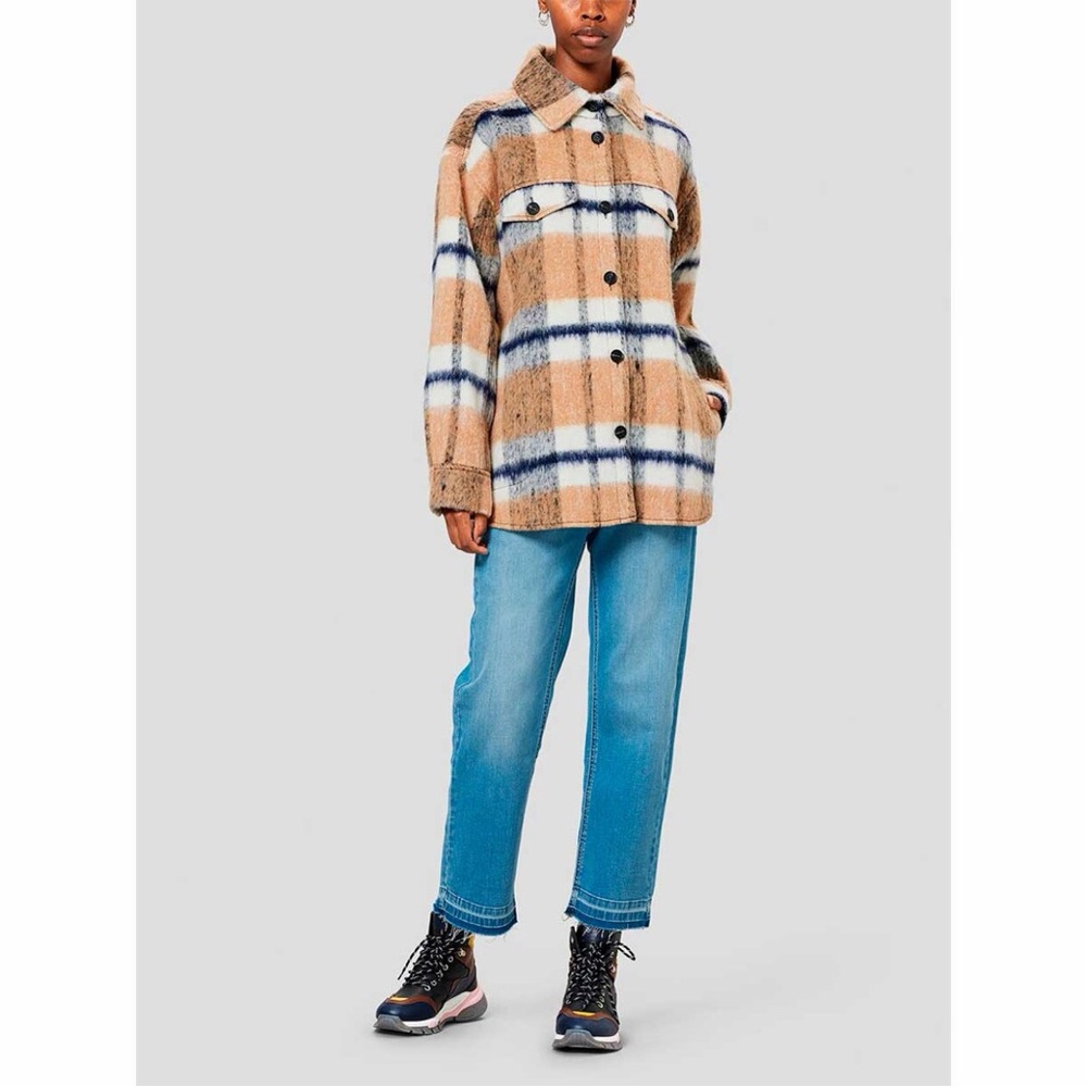 MUNTHE RELLINA JACKET CARAMEL SIZE 36 us 6 plaid SHACKET wool